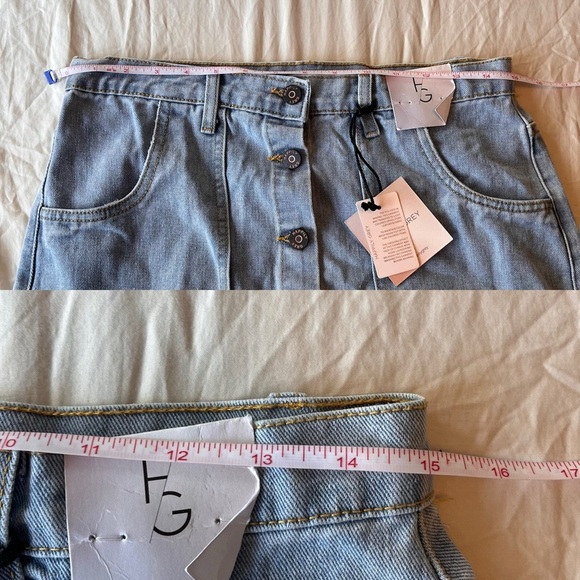 NWT Happily Grey Button Front Denim Midi Skirt - Picture 12 of 12